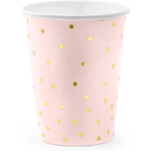 Стакан бумажный "Горошек", 6 шт, 260 мл, светло-розовый