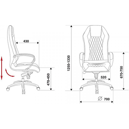 Кресло для руководителя "Бюрократ AURA", кожа, металл, черный - 2