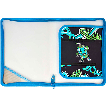 Папка для труда "Зомбо банка", А4, на молнии, голубой, черный - 4