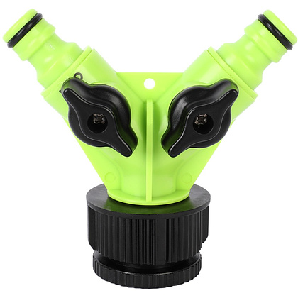 Распределитель поливочный двухканальный Deli GS EDL8797, 3/4", черный, зеленый