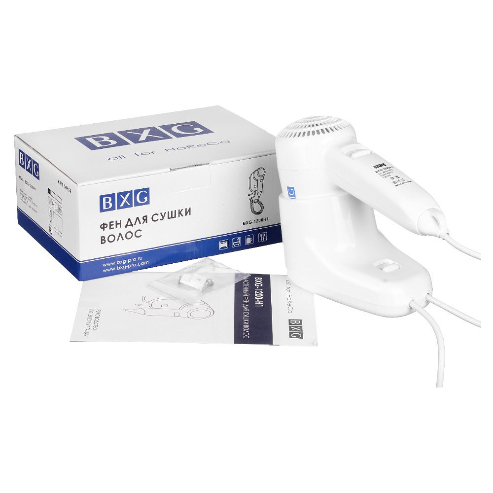 Фен настенный BXG-1200Н1, ABS-пластик, белый - 3