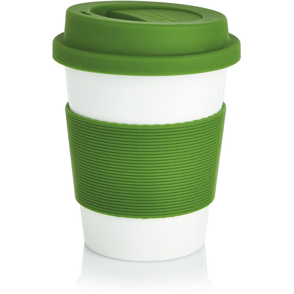 Стакан биоразлагаемый "P432.887", 350 мл, белый, зеленый