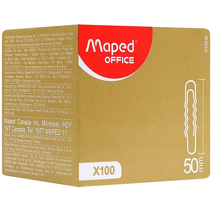 Скрепки гофрированные Maped, 50 мм, 100 шт, серебристый
