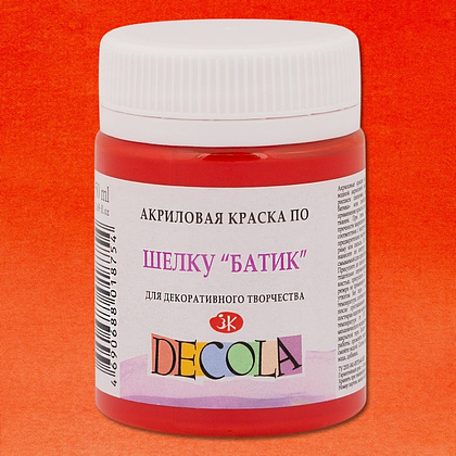 Краска акриловая по шелку перламутровая "Декола", 373 гераниевая, 50 мл., банка - 2