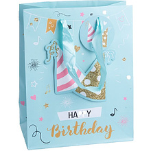 Пакет бумажный подарочный "С днем рождения"