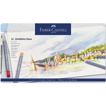 Карандаши цветные акварельные "Goldfaber Aqua", 36 цветов, металлическая упаковка