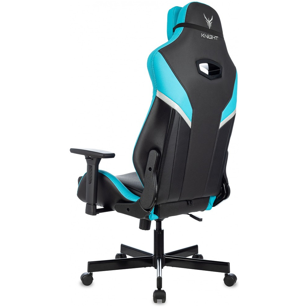 Кресло игровое Бюрократ Knight Thunder 5X экокожа, черный, голубой, металл - 5