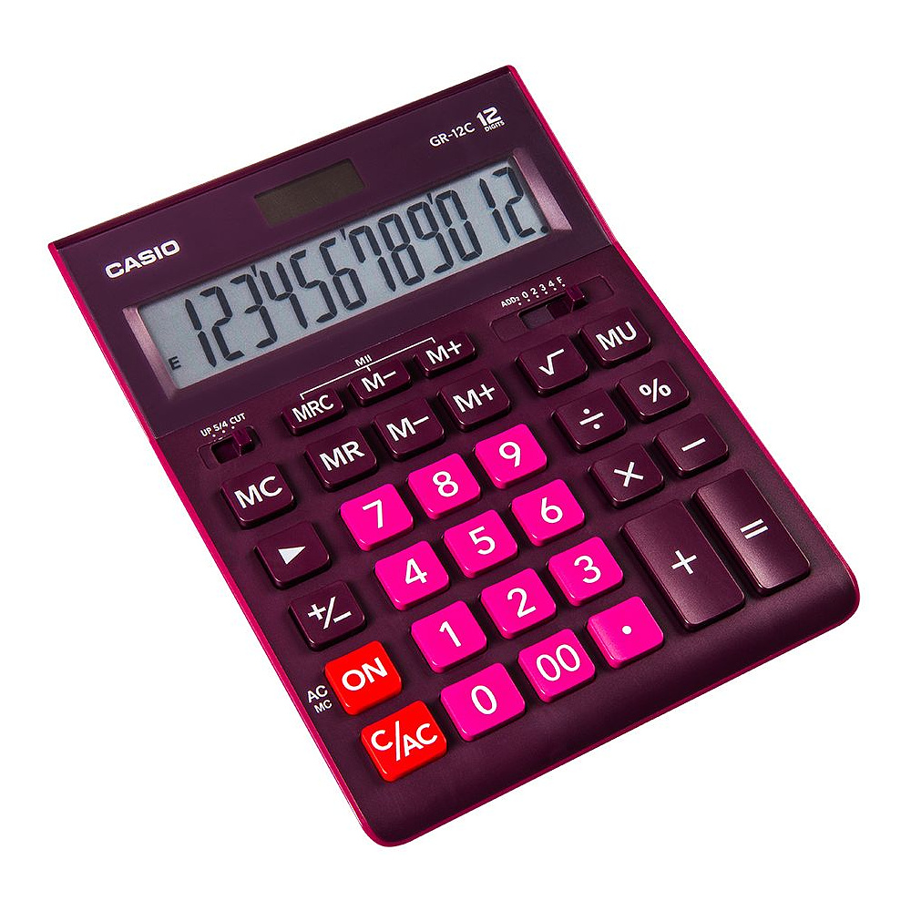 Калькулятор настольный Casio "GR-12", 12-разрядный, бордовый