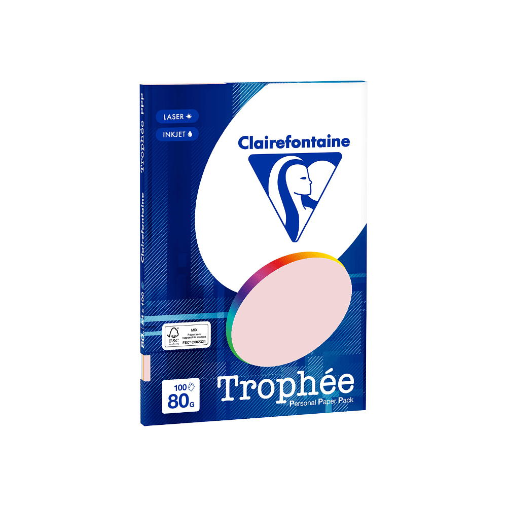 Бумага цветная "Trophée", А4, 100 листов, 80 г/м2, ассорти пастель