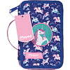 Пенал "Unicorn", 2 отделения, с наполнением, розовый, фиолетовый - 2