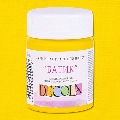 Краска акриловая по шелку перламутровая "Декола", 220 желтая средняя, 50 мл., банка - 2