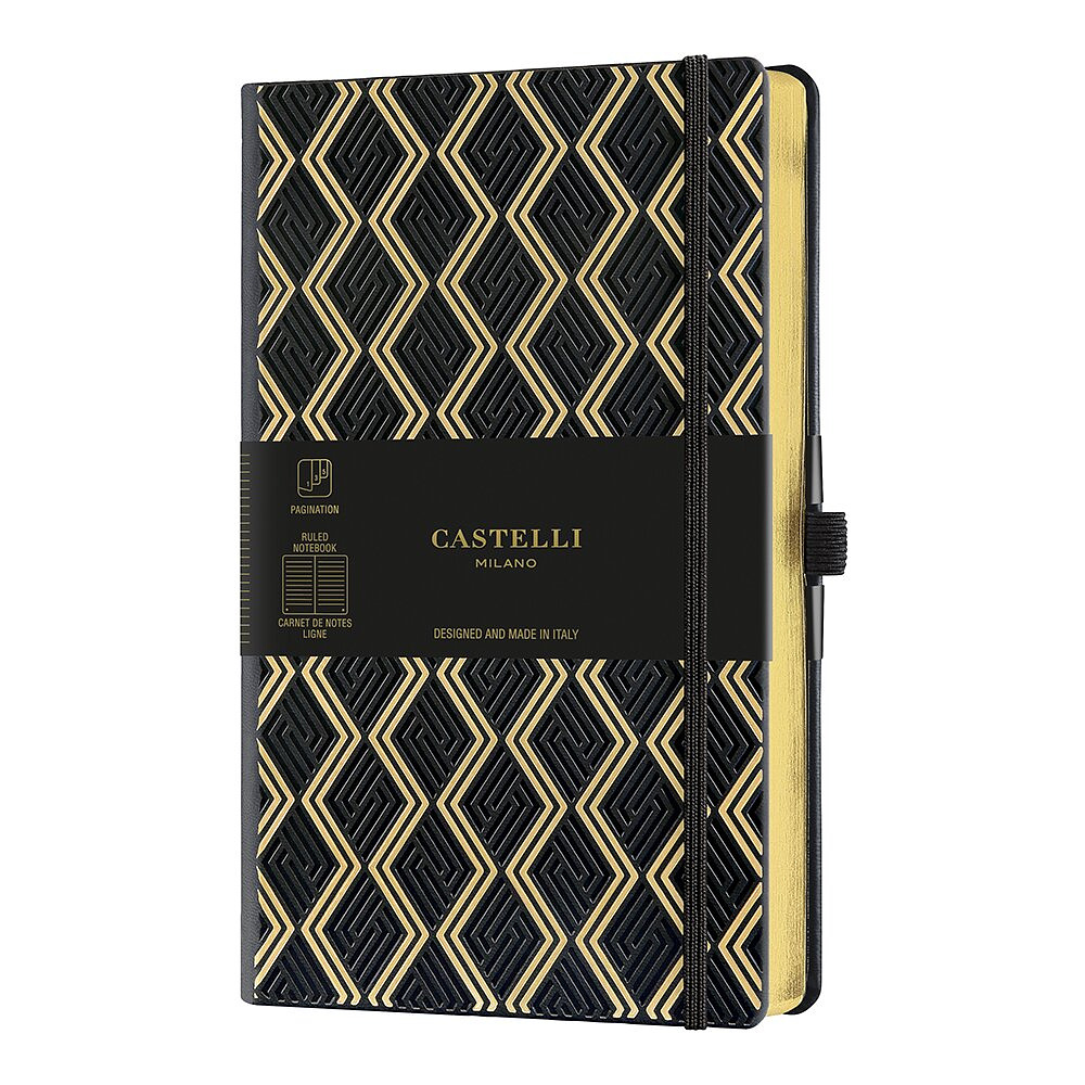 Блокнот Castelli Milano "Greek Gold", А5, 96 листов, линейка, черный, золотой