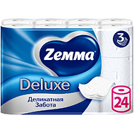 Бумага туалетная Zemma Deluxe, 24 рулона, 3 слоя, белый