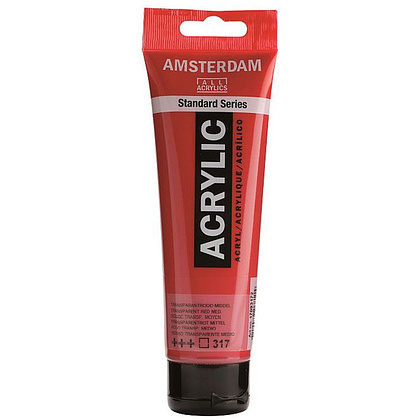Краски акриловые "Amsterdam", 317 красный средний прозрачный, 120 мл, туба
