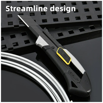 Нож строительный Deli YS EDL4256, 18 мм, корпус из алюминиевого сплава, прорезиненная рукоятка, автоблокировка - 7