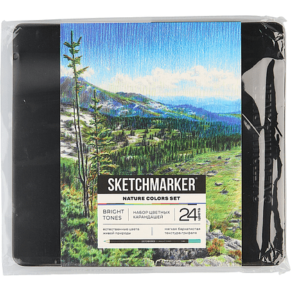 Набор карандашей цветных "Sketchmarker Природа", 24 цвета, в металлической коробке - 3