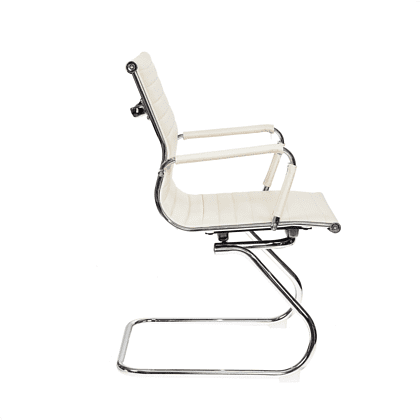 Кресло на полозьях "Бюрократ CH-883-LOW-V", экокожа, слоновая кость, металл хром - 2