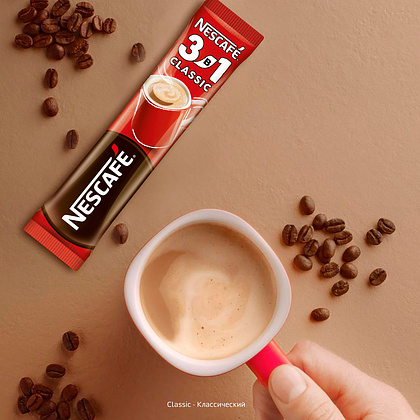 Кофейный напиток "Nescafe" 3в1 классик, растворимый, 14.5 г - 14