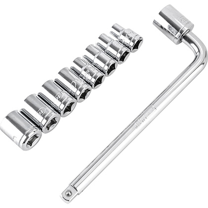 Набор головок торцевых Deli YS EDL2010T, 10-24 мм, 1/2", 10 шт., серебристый - 5