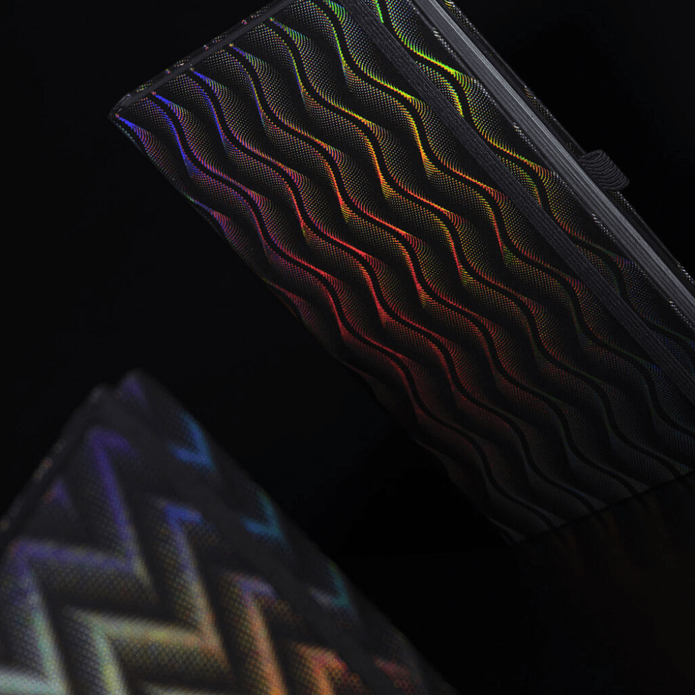 Блокнот "Optical snake", А5, 96 листов, линейка, на резинке, черный голографический - 5