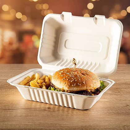 Ланч-бокс 230x158x79 мм, 1 секция, сахарный тростник, 100шт/упак - 2