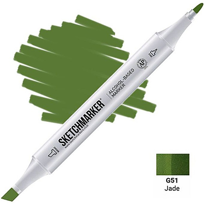 Маркер перманентный двусторонний "Sketchmarker", G51 нефрит