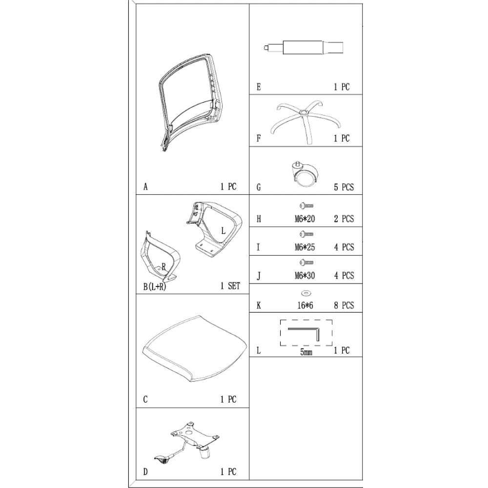 Кресло для персонала SitZone "U-0385 PL", ткань, пластик, черный - 6