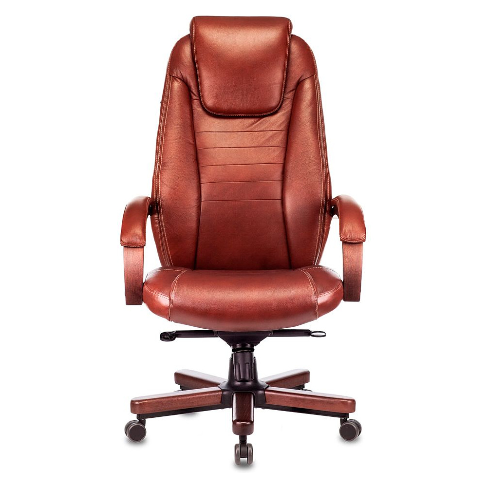 Кресло д/руководителя Бюрократ T-9923WALNUT светло-коричневый Leather Eichel кожа крестовина металл/дерево - 2