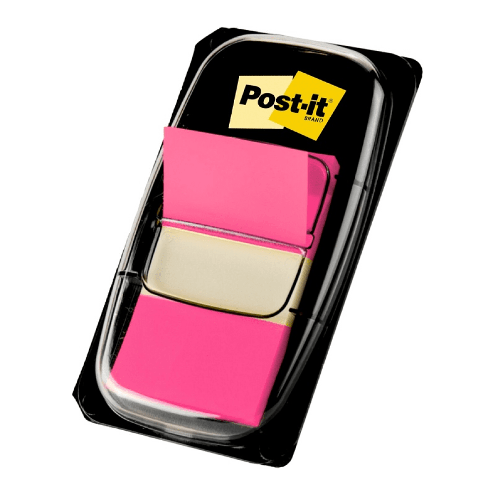 Закладки пластиковые "3М", 25х43 мм, 50 шт, ярко-розовый, в диспенсере