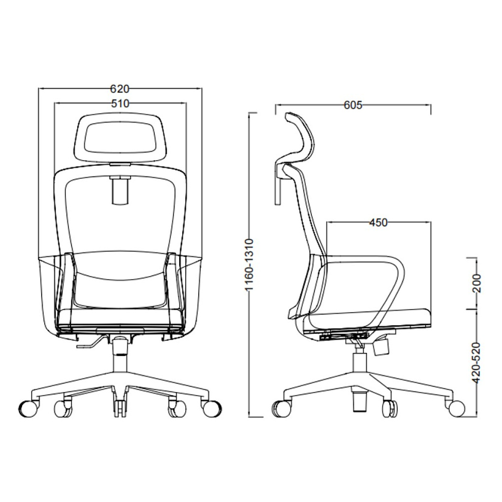 Кресло компьютерное SitZone U-060A, сетка, ткань, черный - 6