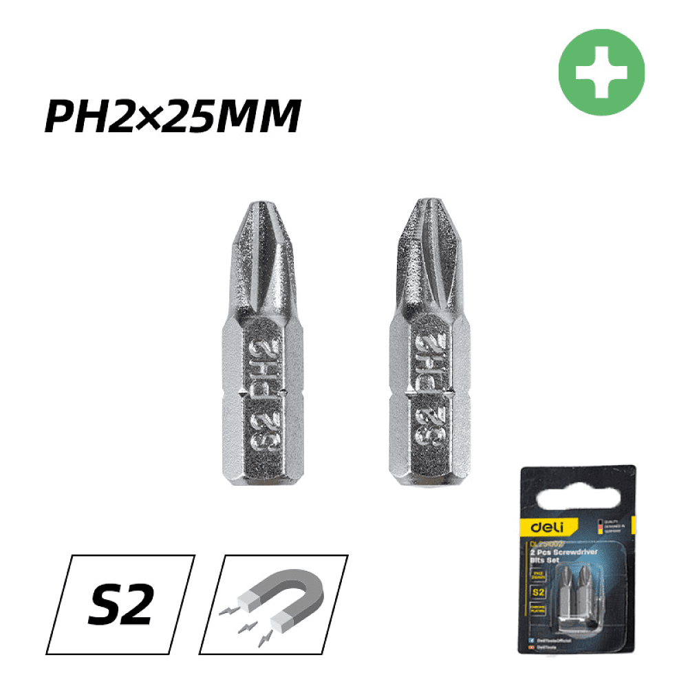 Бита Deli YS EDL251002, 2 шт., PH2 x 25 мм - 2