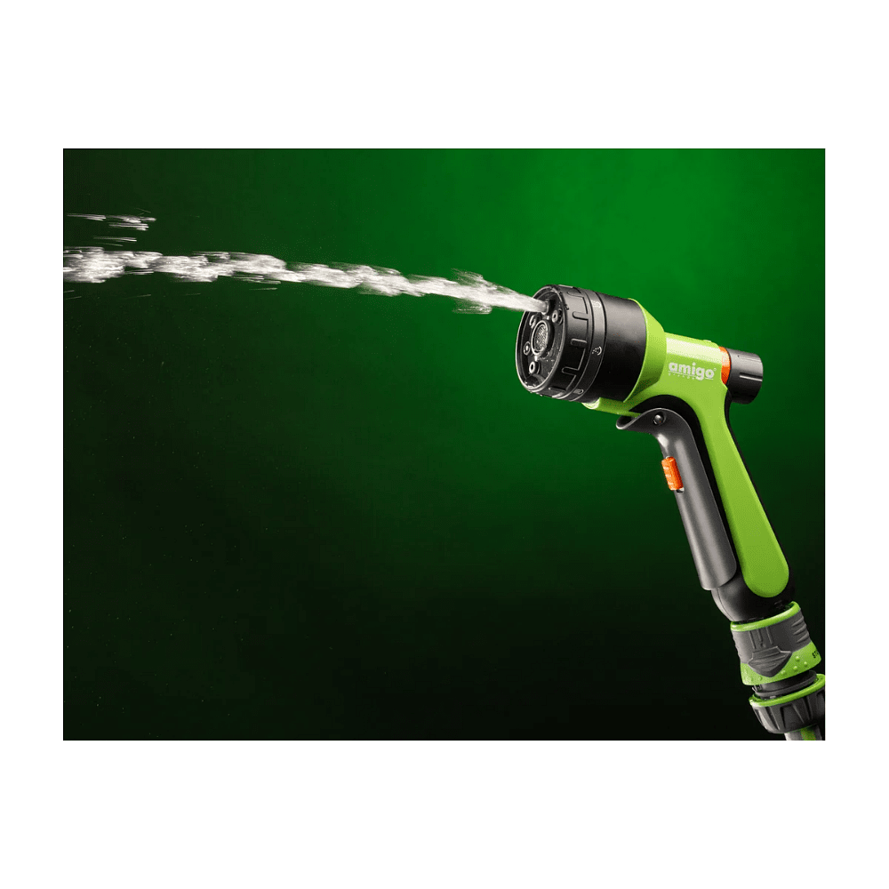 Пистолет-распылитель Amigo Grande 79256, 2/4", 7 функций, черный, зеленый - 9