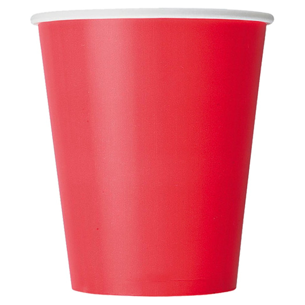 Стакан картонный 250 мл, 1 слой, 50 шт/упак, красный