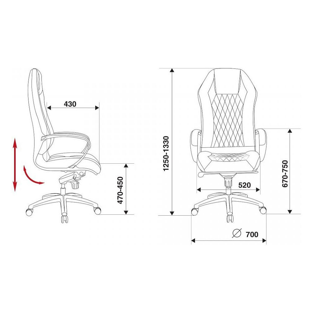 Кресло для руководителя "Бюрократ AURA", кожа, металл, черный - 2
