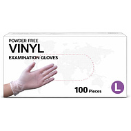 Перчатки виниловые одноразовые, р-р L, 100 шт/упак, прозрачный