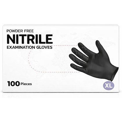 Перчатки нитриловые неопудренные одноразовые, р-р XL, 100 шт/упак, черный