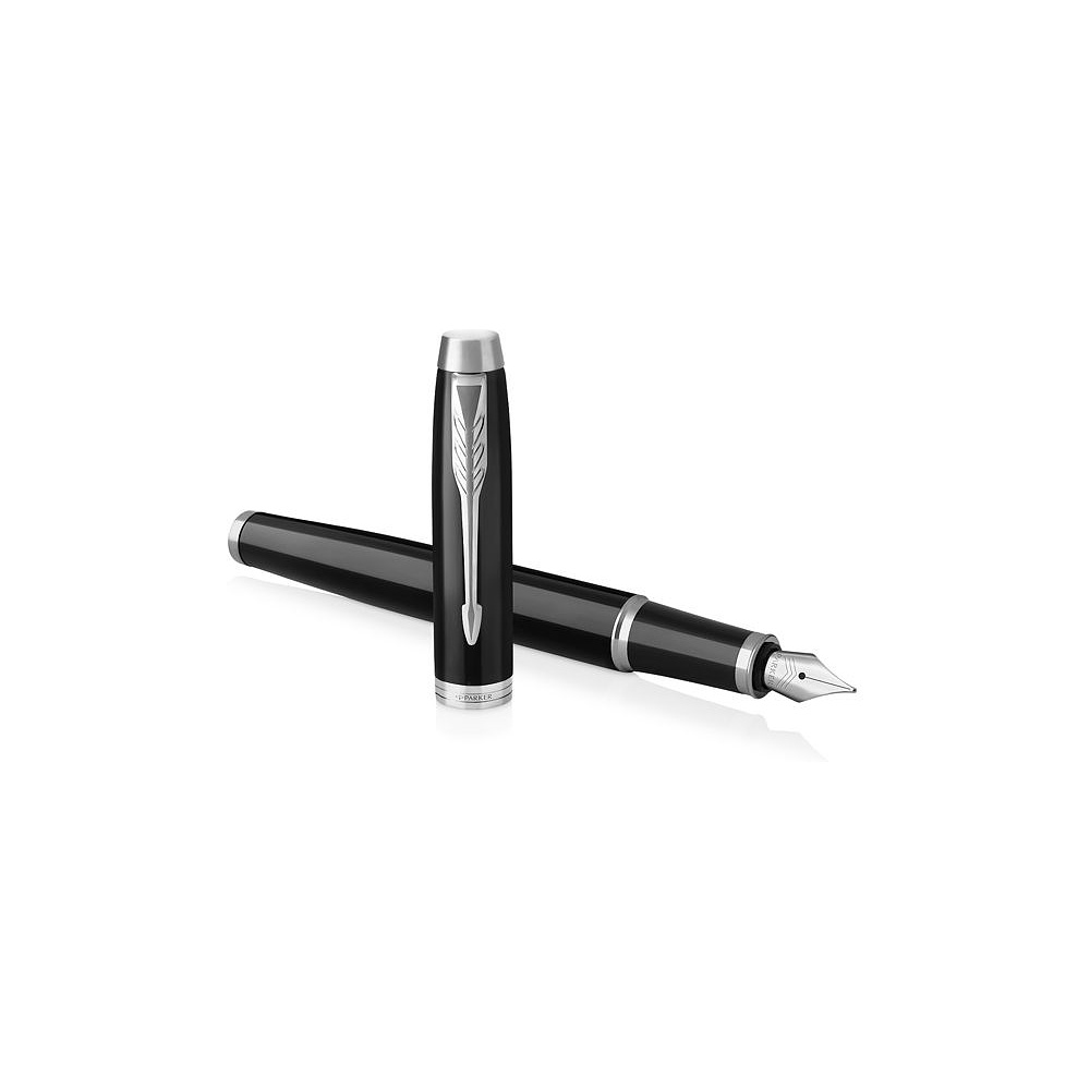 Ручка перьевая "Parker IM Black Lacquer CT", F, черный, серебристый, патрон синий - 3