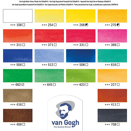 Набор акварельных красок "Van Gogh", 20 цветов, кюветы - 2
