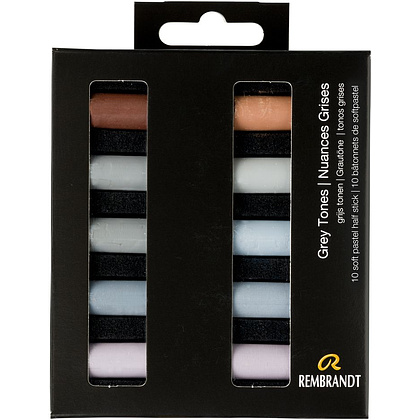 Набор мягкой пастели "Rembrandt Half Pastel", 10 цветов, серые тона