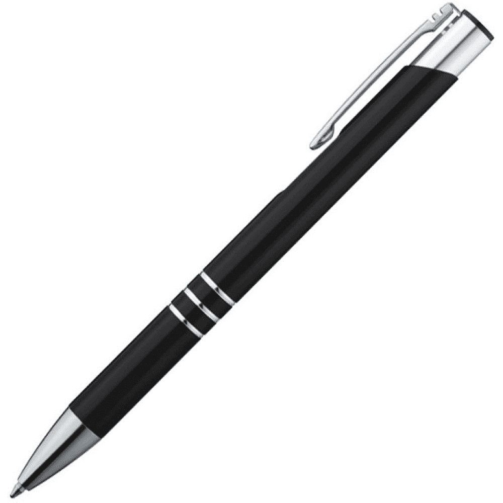 Ручка шариковая автоматическая "Ascot", 0.7 мм, черный, серебристый, стерж. синий