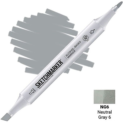 Маркер перманентный двусторонний "Sketchmarker", NG6 серый нейтральный №6