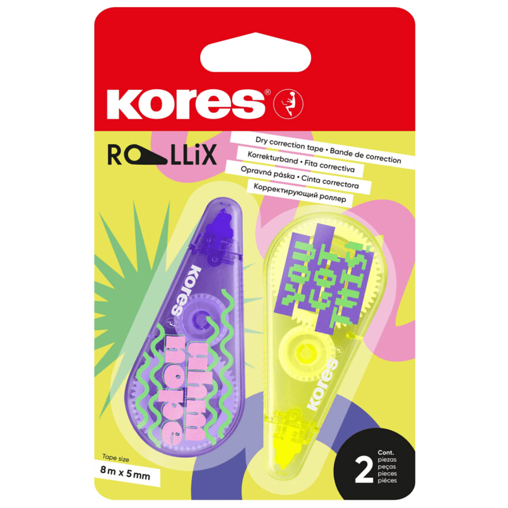 Корректор-роллер "Kores Rollix", 8x5 м/мм, 2 шт/упак, ассорти - 2