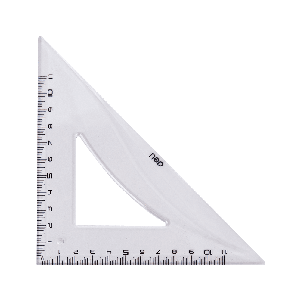 Набор чертежный "Deli EG00512": линейка 30 см, треугольник 45 и 60 гр, транспортир 180 гр, прозрачный - 3
