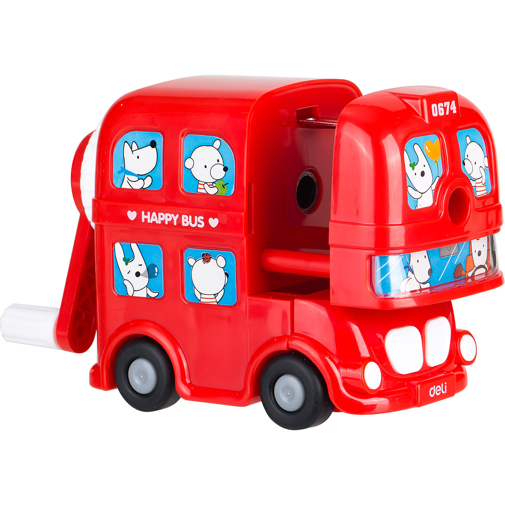 Точилка Deli "Bus", 1 отверстие, ассорти - 2