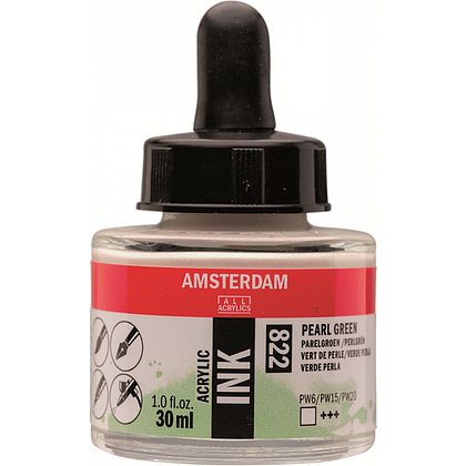 Жидкий акрил "Amsterdam", 822 перламутровый зеленый, 30 мл, банка