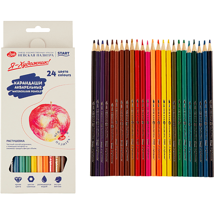 Цветные карандаши "Я-Художник!", 24 шт, акварельные, шестигранные - 3