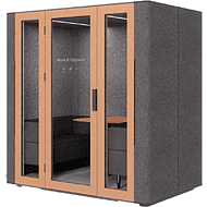 Акустическая кабина четырехместная Capsula QUADRO, глухая стенка, тёмный войлок