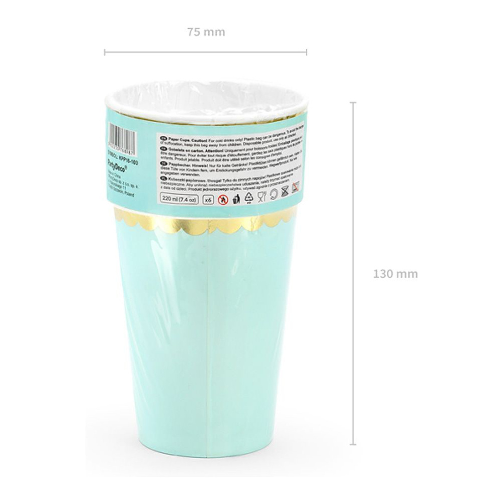 Стакан бумажный, 6 шт, 220 мл, мятный - 5