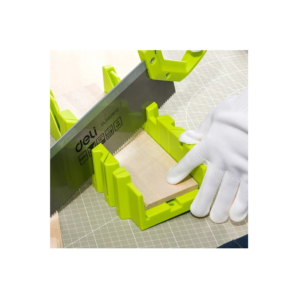 Стусло с ножовкой Deli GS EDL580900, 22.5°/45°/90°, 13 TPI, 300 мм, черный, зеленый - 18