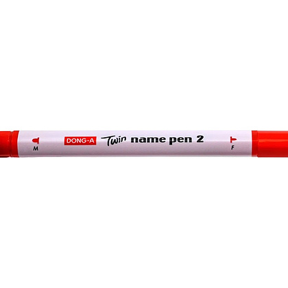 Маркер перманентный "Twin Name Pen", двусторонний, красный - 7